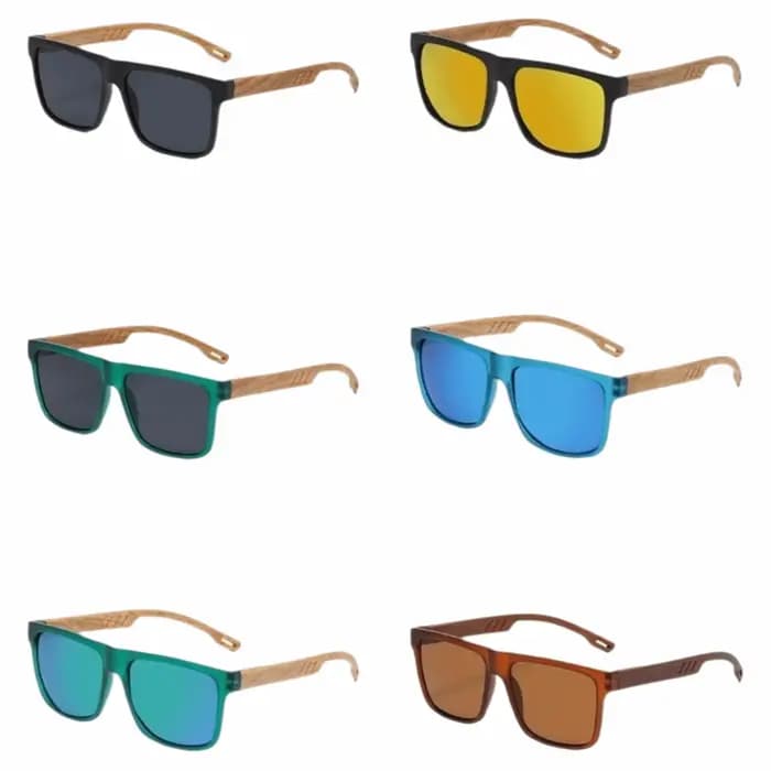 Lunettes de soleil carrées avec monture en bois de bambou