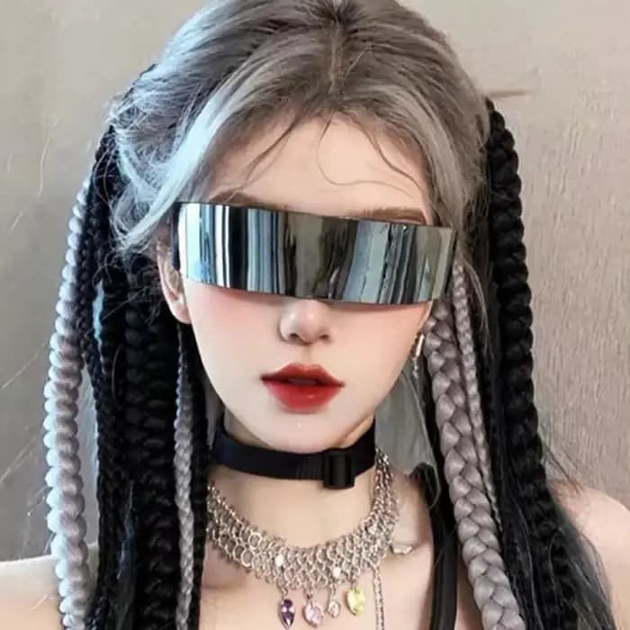 Lunettes de soleil futuristes à visière Cyclope étroite pour femmes et hommes