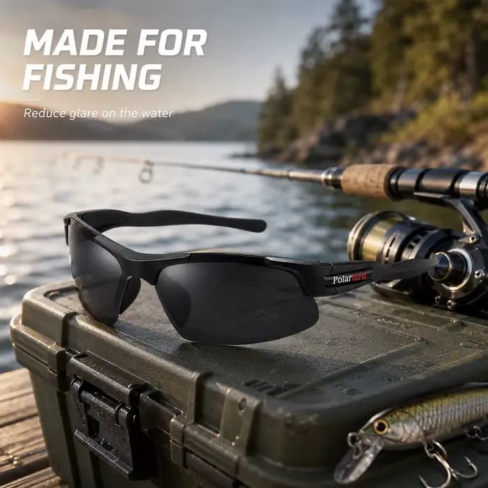 Lunettes de soleil sport polarisées demi-cerclées pour hommes