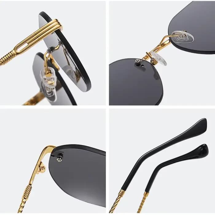 Lunettes de soleil sans cadre en métal doré pour femmes