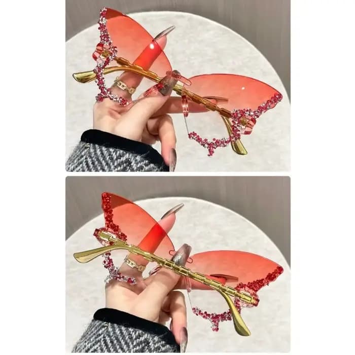 Lunettes de soleil papillon œil de chat sans monture