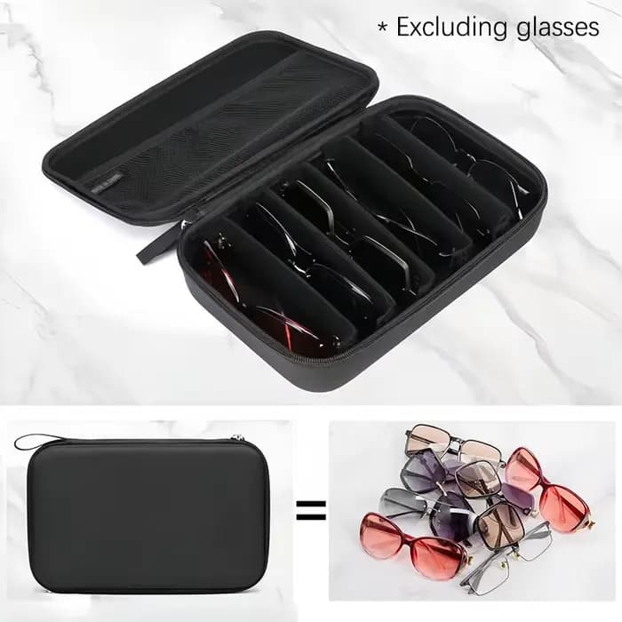 Boîte de rangement portable pour lunettes avec 6/7 compartiments réglables
