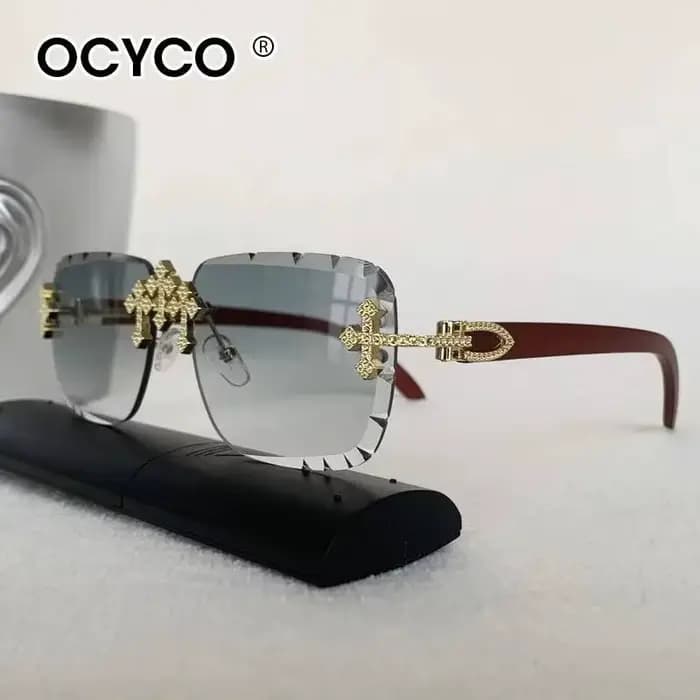 Lunettes de soleil carrées sans bords pour hommes