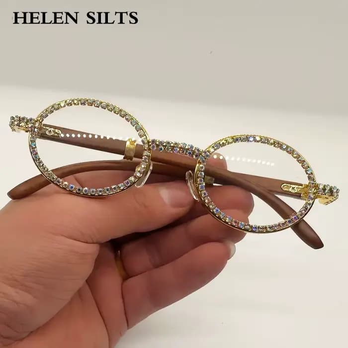 Lunettes de soleil à monture ovale en diamant pour femmes