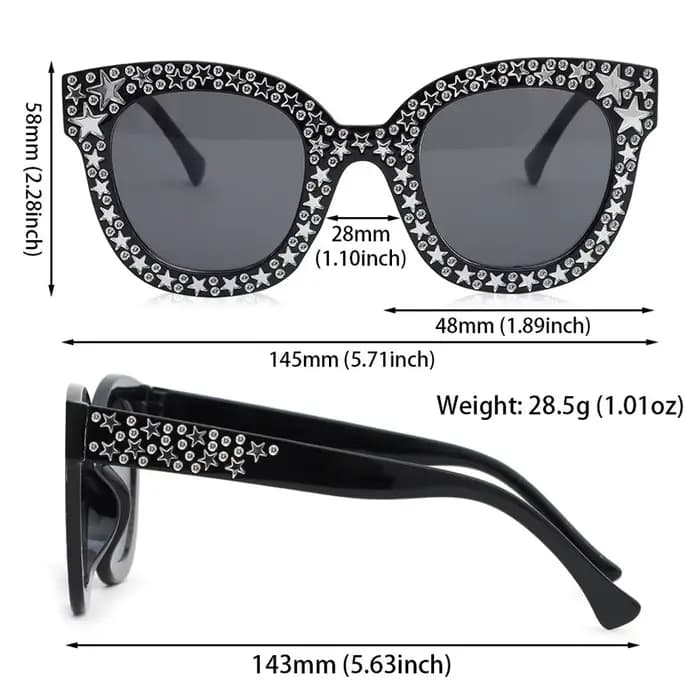 Lunettes de soleil carrées surdimensionnées diamant cristal scintillant pour femmes