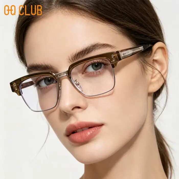 O-Q CLUB Lunettes de lecture vintage semi-cerclées pour hommes et femmes