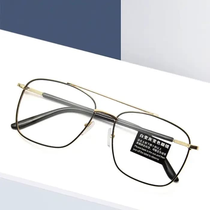 Lunettes anti-radiation à double pont en verre pour femmes – Monture métallique – Verres optiques bloquant la lumière – Promotion