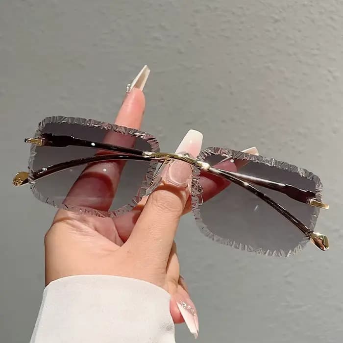 KAMMPT lunettes de soleil carrées sans monture hommes mode Vintage dégradé nuances décontractées femmes