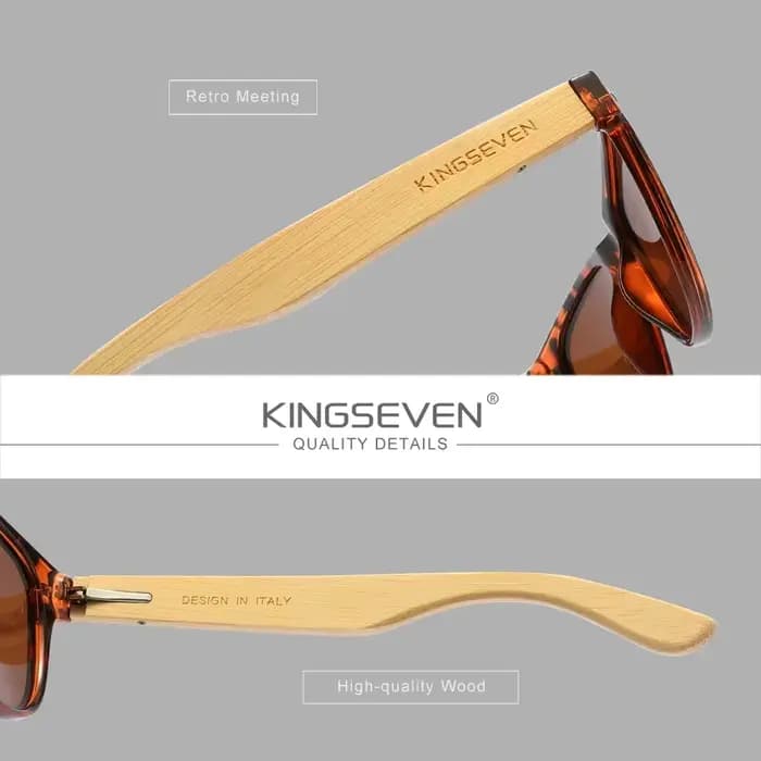 KINGSEVEN Nouvelles Lunettes de Soleil en Bois pour Homme Polarisées Haute Qualité Tendance Hommes UV400 Accessoire de Mode Conduite Extérieur