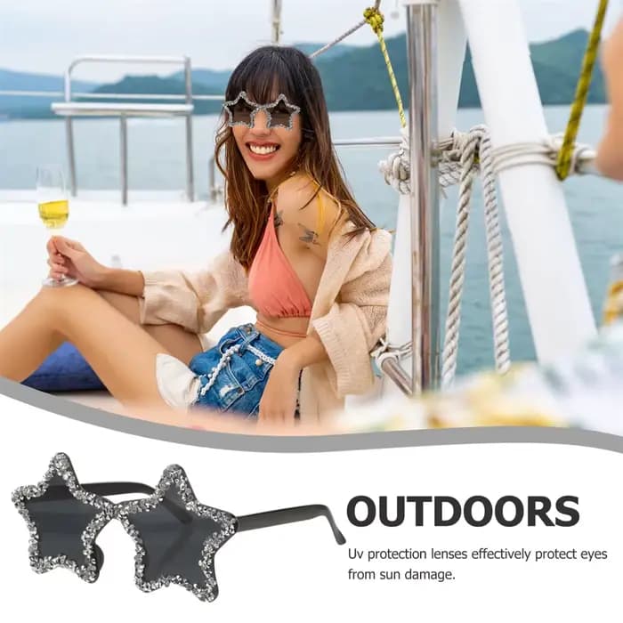 Lunettes de soleil sans bords en strass pour femmes