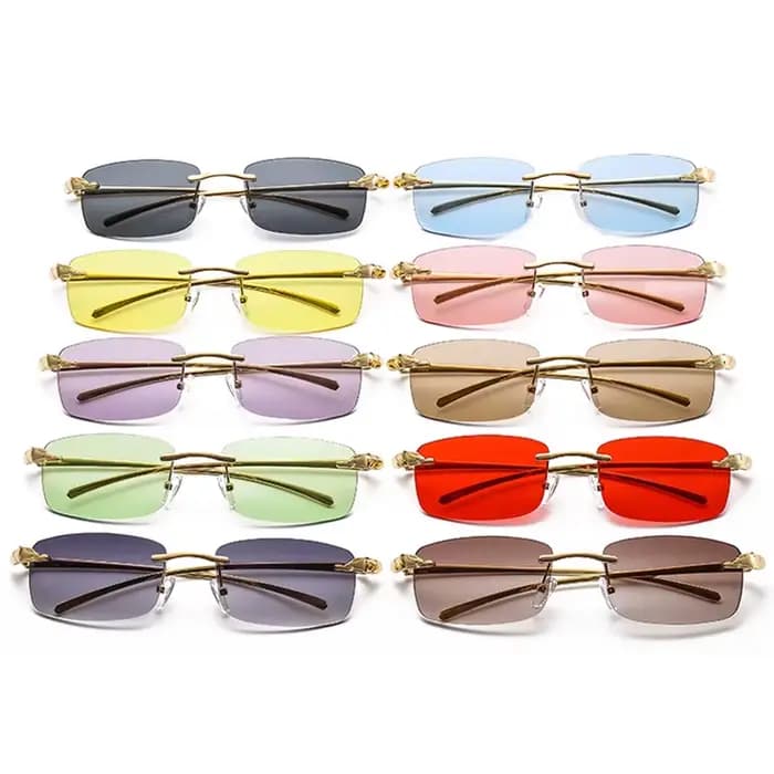 Lunettes de soleil rectangulaires sans monture vintage SO&EI pour femmes