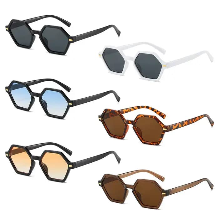 Lunettes de soleil hexagonales à petite monture