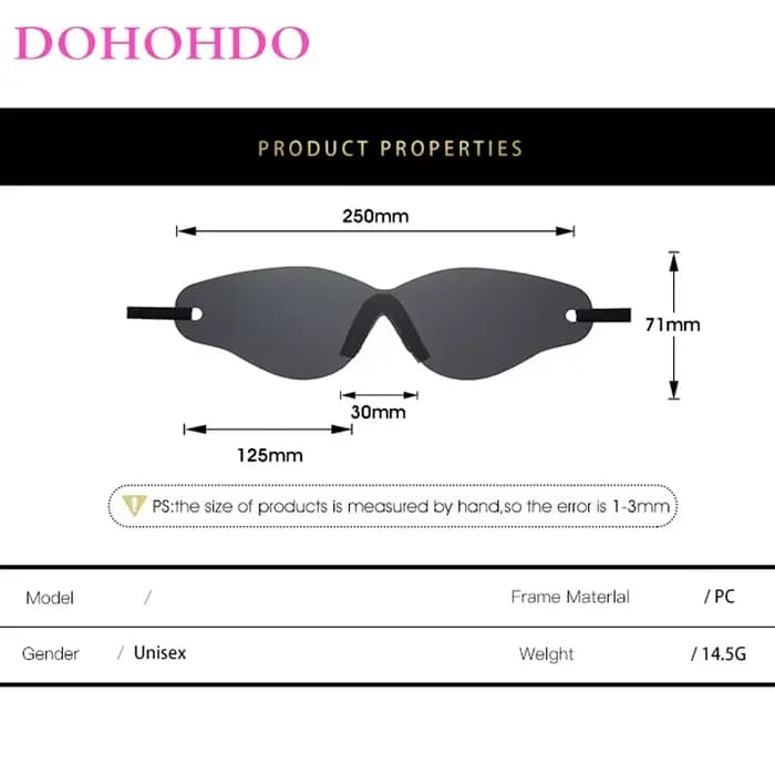 DOHOHDO rétro surdimensionné attaché corde lunettes de soleil pour femmes hommes marque Designe une pièce sans monture