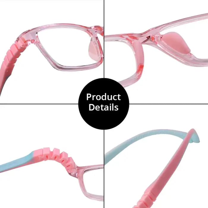 Enfants lunettes cadre spécifications optiques rectangulaire Silicone TR90