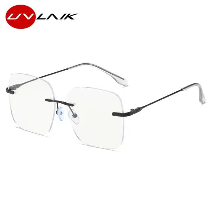 UVLAIK Anti-lumière bleue carré ordinateur myopie lunettes sans monture rétro Prescription