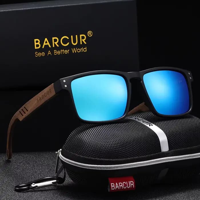 Lunettes de soleil carrées en bois polarisées pour hommes et femmes