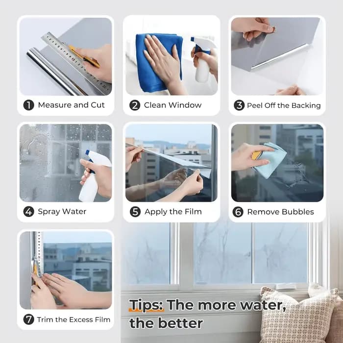 Film de protection solaire et isolant thermique pour vitres, effet miroir unidirectionnel, protection de la vie privée, anti-éblouissement, adhésion statique sans colle