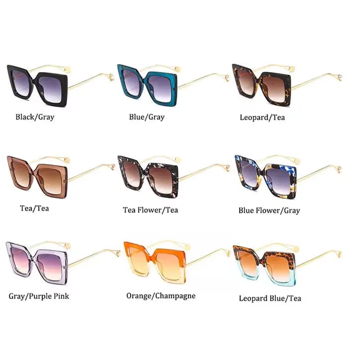 Lunettes de soleil carrées noires pour femmes