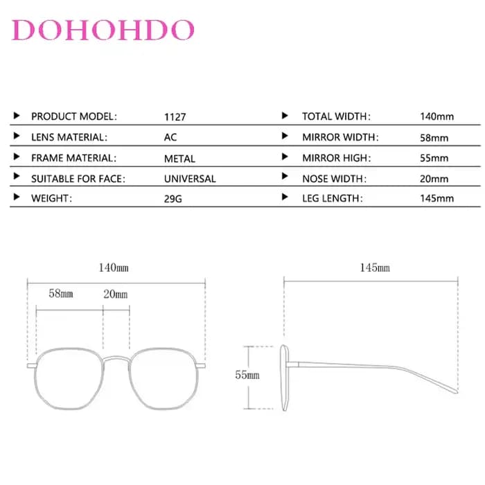 DOHOHDO Nouvelles Lunettes de Soleil Pilote Classiques Femme Homme