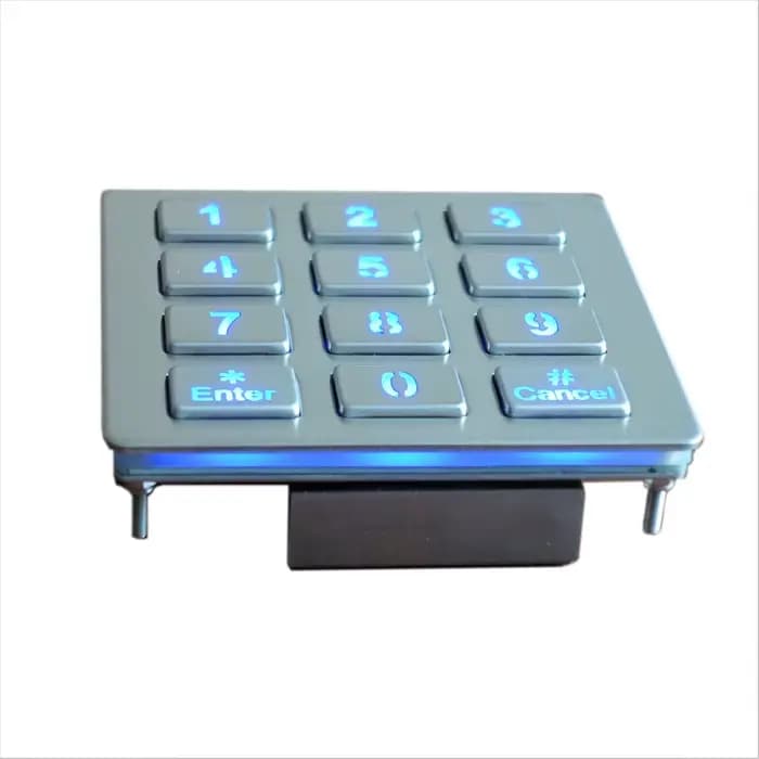 Clavier USB rétro4.2 en métal à montage sur le dessus, rétroéclairage LED, 12 prédire, 3x4, clavier en acier inoxydable pour système d'accès