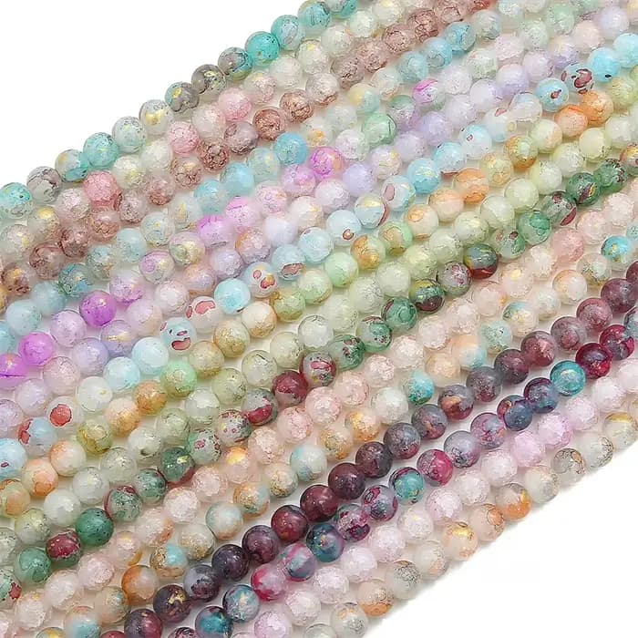 10 mm, 20 pièces/sac, éclats de verre et de jade avec perles mouchetées d'or, pleines de vitalité et perles dispersées uniques, pour bijoux DIY faits à la main