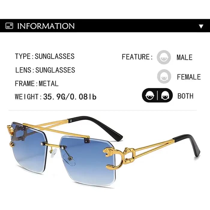 Lunettes de soleil rectangulaires sans cadre de marque de luxe américaine pour femmes hommes classiques rétro