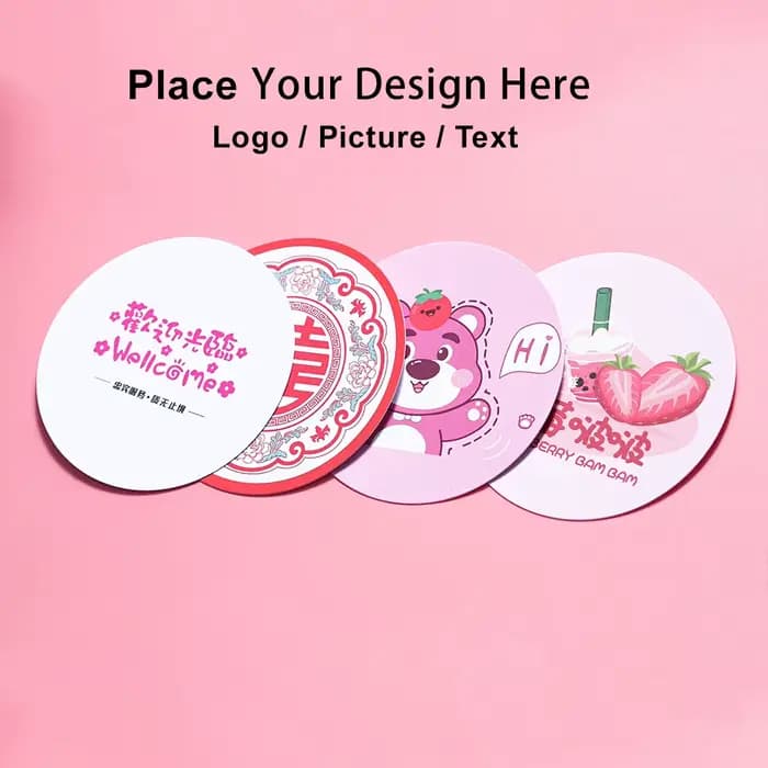 Sous-verres en papier personnalisés (50-200 pièces) avec logo personnalisé, impression couleur recto-verso, pour café, thé au lait, boissons chaudes