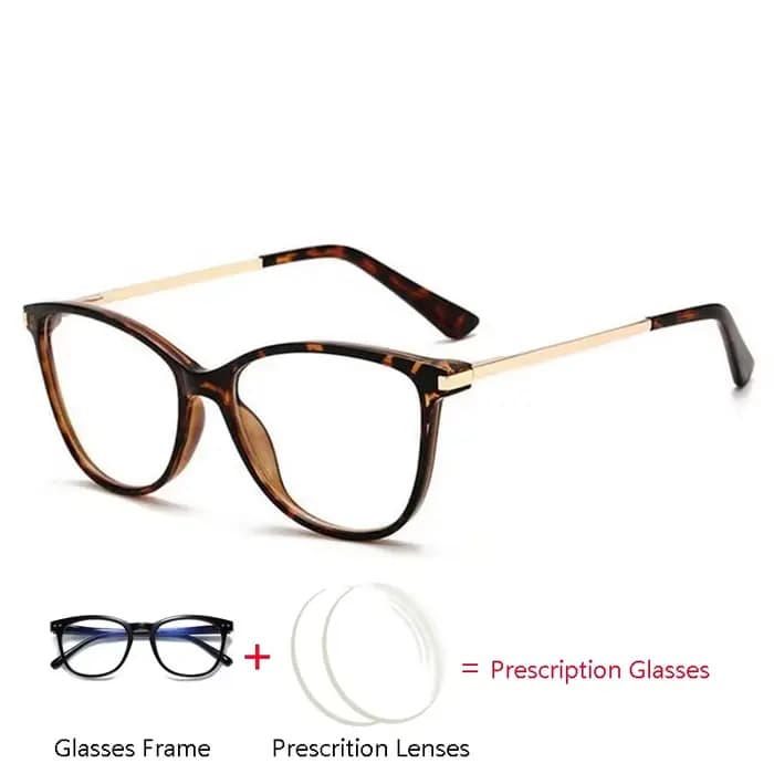 Lunettes de Prescription œil de chat à monture léopard noir