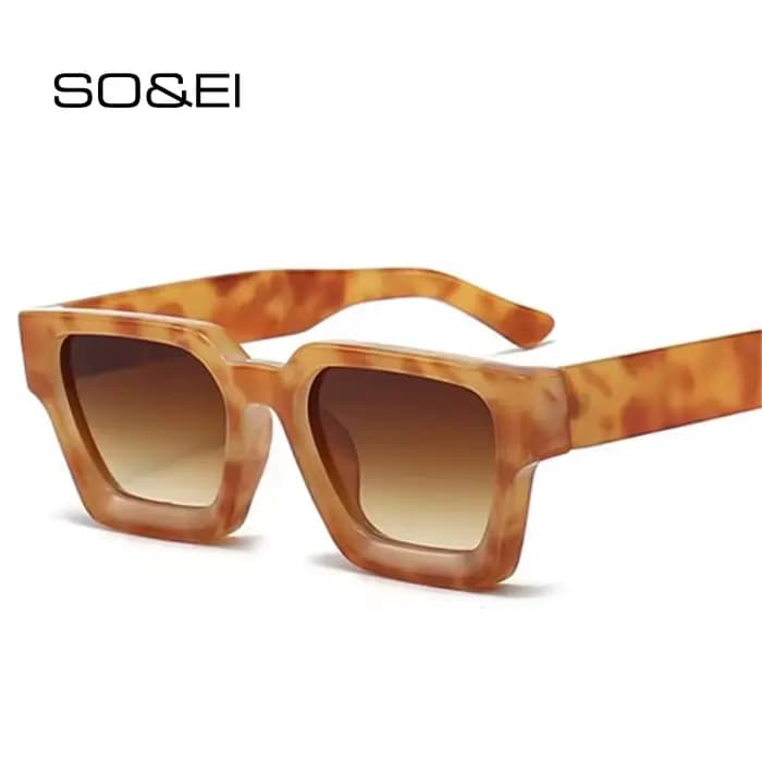 SO & EI Ins populaire mode carré femmes lunettes de soleil de luxe rétro marque concepteur hommes tendance vert rouge