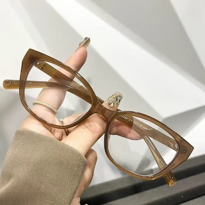 Nouveau Maillard vent Net rouge froid brun oeil de chat lunettes cadre femmes plaine visage Photo cadre degrés 0 ~-6.00