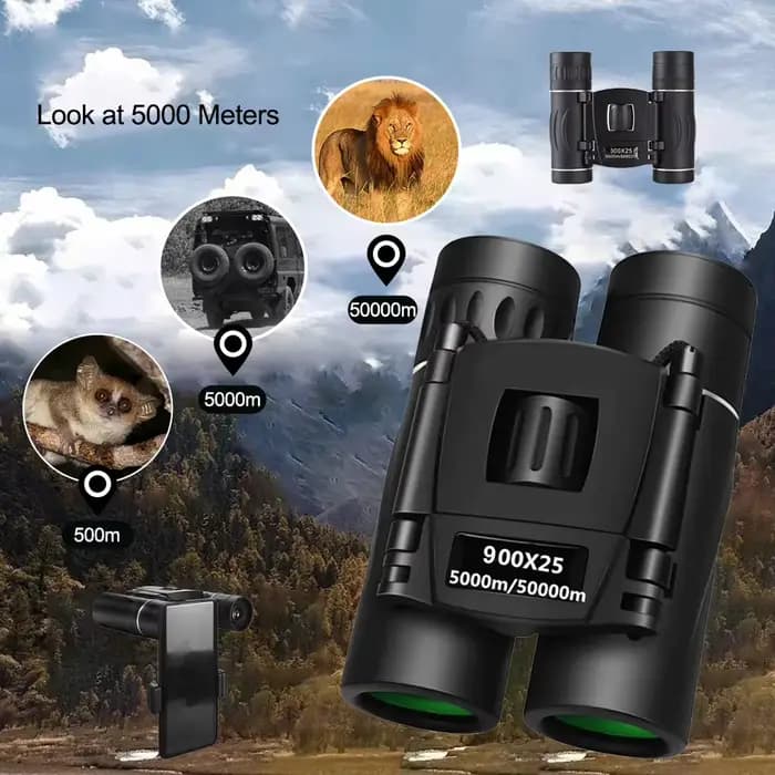 900x25 HD jumelles puissantes 9000M longue portée pliant Mini télescope BAK4 FMC optique pour les Sports de chasse Camping en plein air voyage