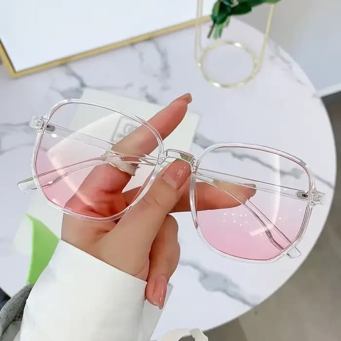 Lunettes surdimensionnées en poudre rose avec blocage de la lumière bleue
