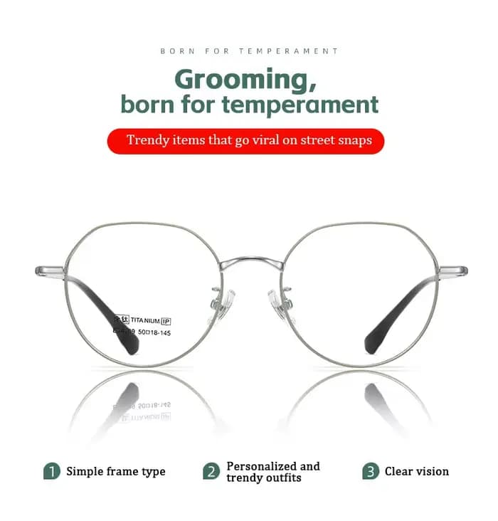 Lunettes de prescription progressives rondes entièrement en titane KAROS Lentilles optiques