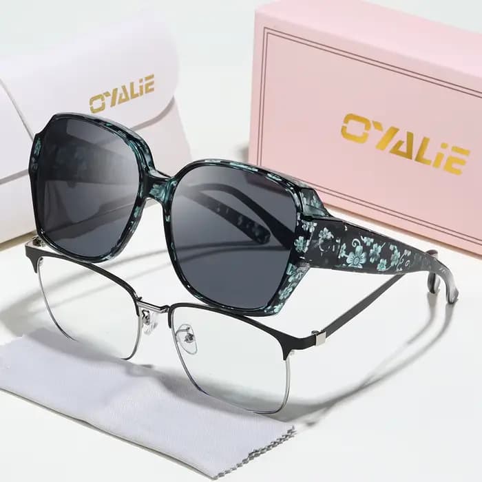 Lunettes de soleil Oyalie surdimensionnées à monture à motifs