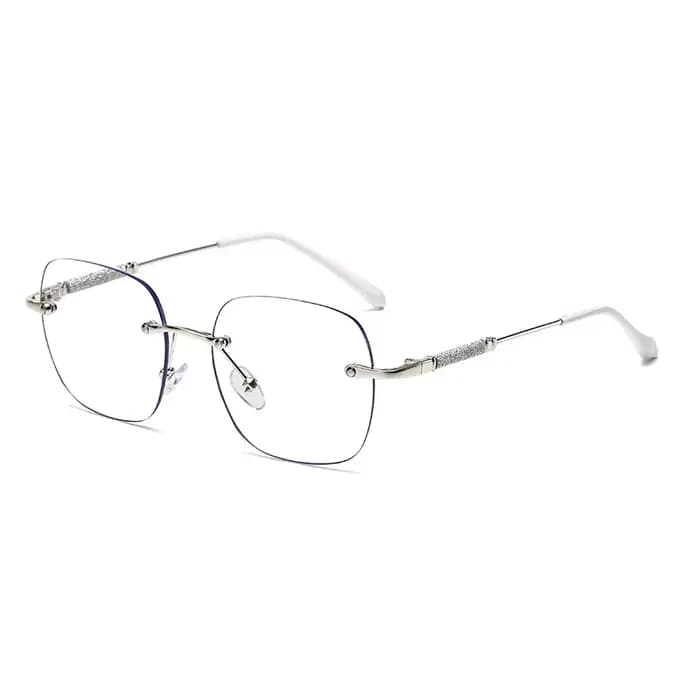 Lunettes tendance sans monture, ultra-légères, de forme carrée, à bords coupés, anti-lumière bleue, lunettes ultra-légères unisexes