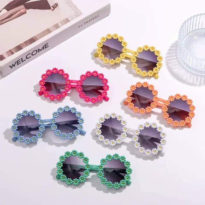 Lunettes de soleil rondes à fleurs pour enfants