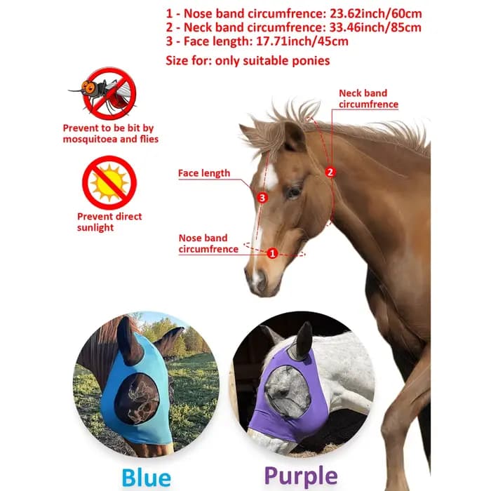  Masque anti-mouche de cheval de Protection UV