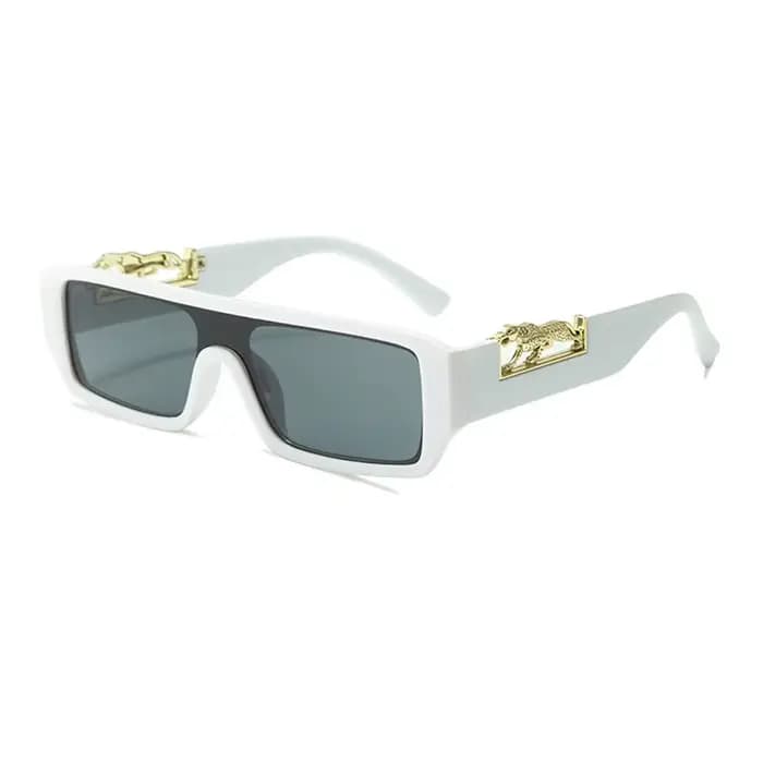 Lunettes de soleil rectangulaires léopard pour femmes et hommes