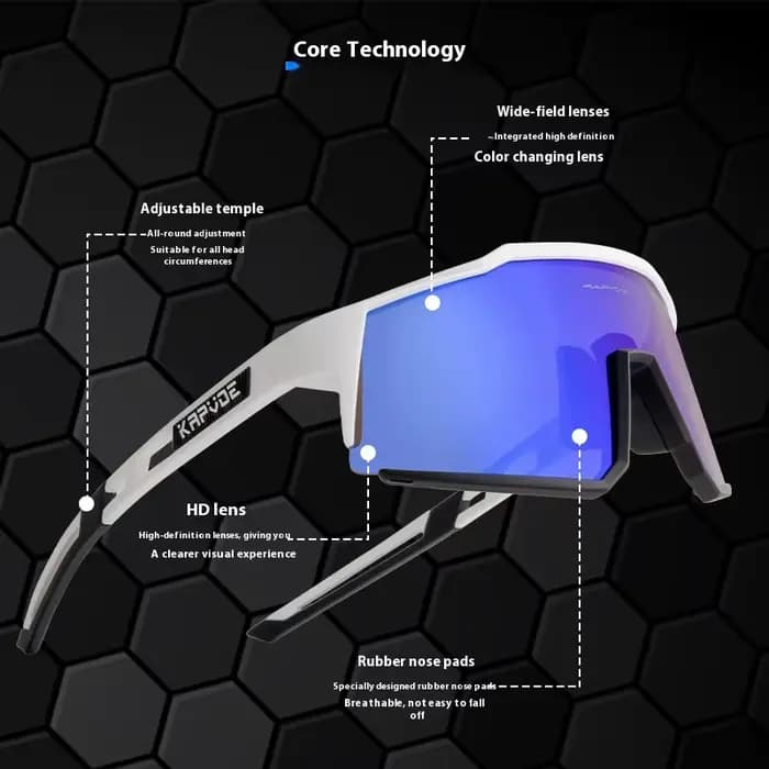 KAPVOE lunettes de cyclisme à couleur changeante activités de plein air lentilles de soleil rouge bleu