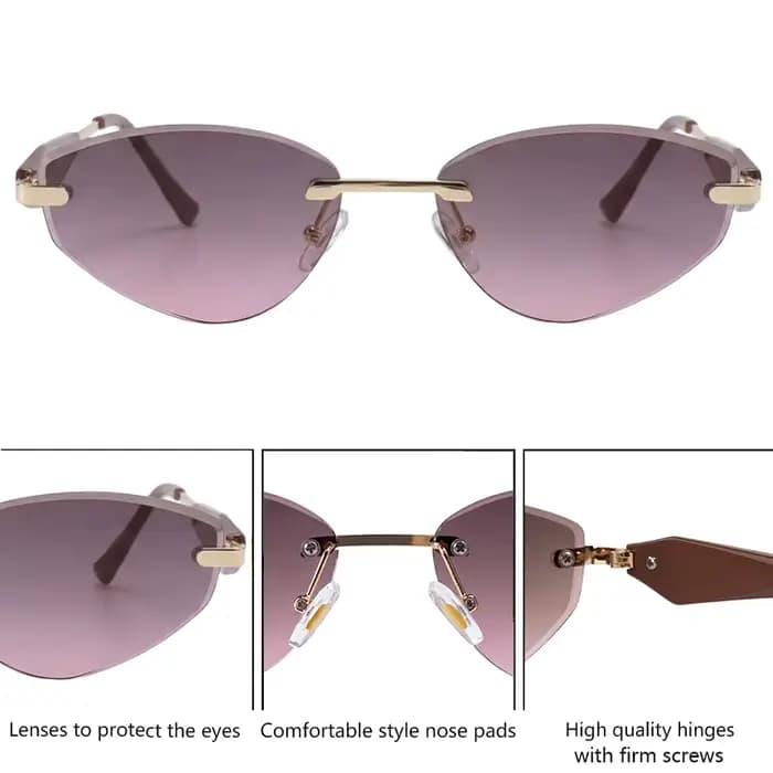 Lunettes de soleil œil-de-chat sans monture tendance pour femme 2026