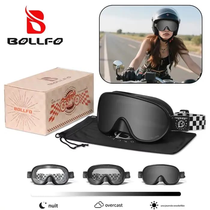 BOLLFO lunettes de moto photochromiques Anti-buée Protection UV cyclisme MX ATV vtt hors route motoneige
