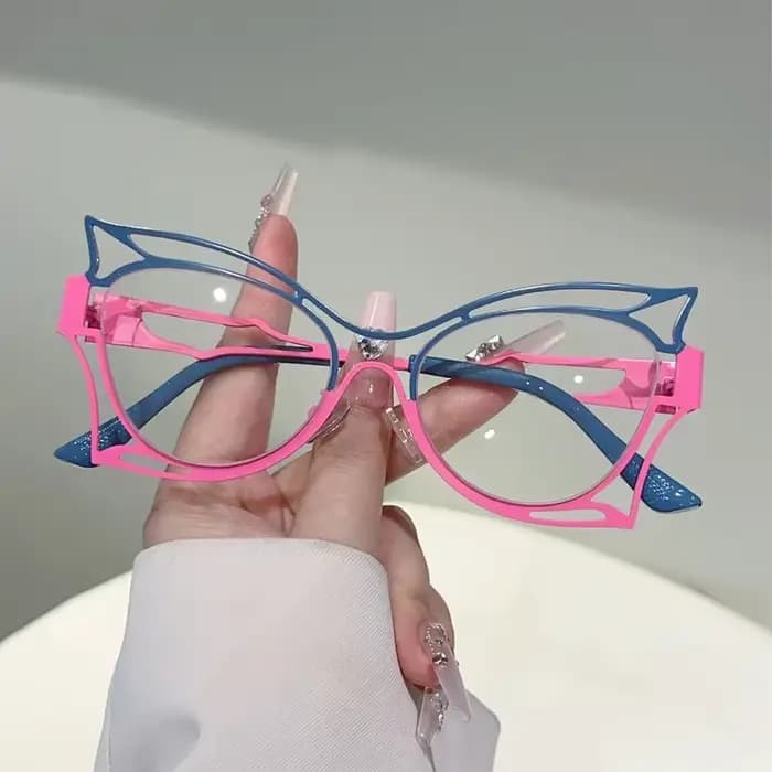KAMMPT lunettes en forme de papillon femmes mode jante creuse blocage de la lumière bleue montures optiques