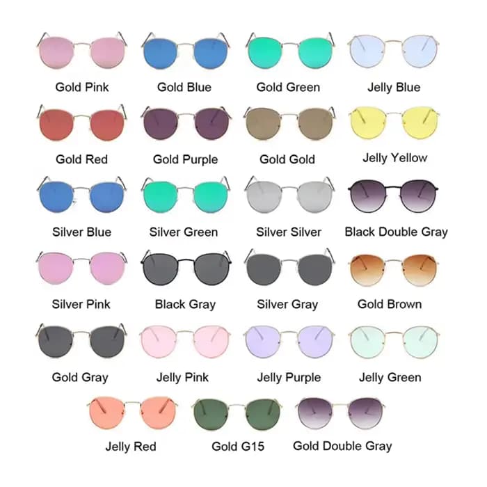 Lunettes de soleil rondes classiques Femme marque de mode Designer miroir en métal