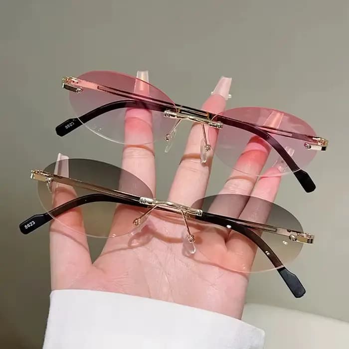 Lunettes de soleil ovales sans monture tendance