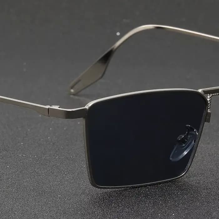 Lunettes de soleil unisexes rectangulaires en métal, personnalisables, simples et tendance, style rétro européen et américain