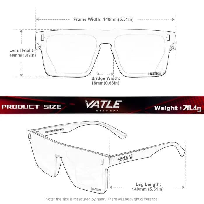 VATLE lunettes de soleil surdimensionnées sans cadre