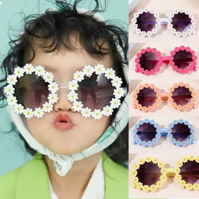 Lunettes de soleil rondes à fleurs pour enfants