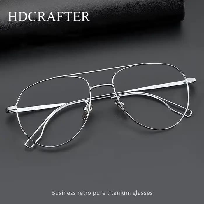 HDCRAFTER alliage de titane lunettes optiques cadre Double pont Prescription hommes montures