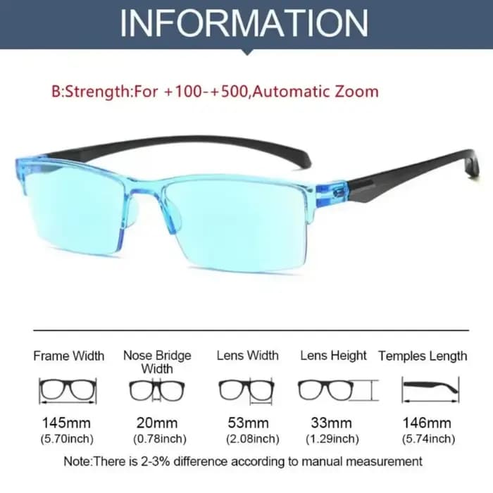 Lunettes de lecture intelligentes à zoom automatique, sans monture, pour presbytie, protection contre les radiations, lunettes d'ordinateur ultralégères, unisexes