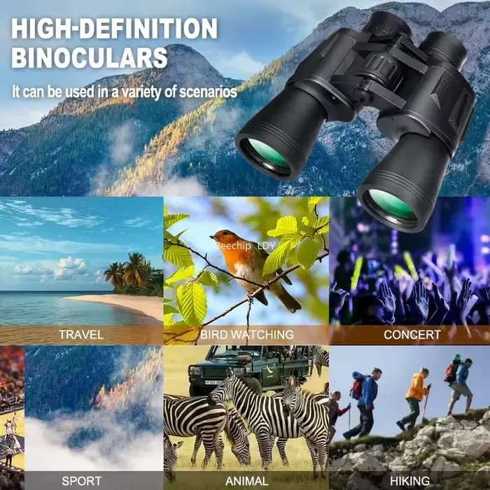 Jumelles haute puissance 20X50 pour adultes, lentilles FMC professionnelles, mise au point centrale, optique HD pour l'observation des oiseaux, la chasse et les voyages